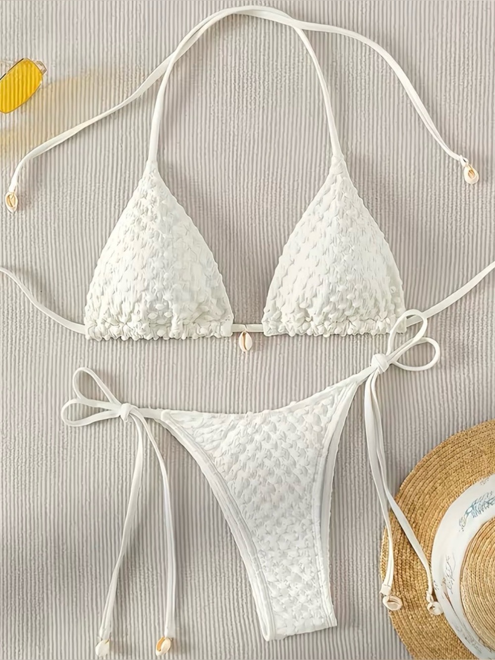White seashell string bikini
